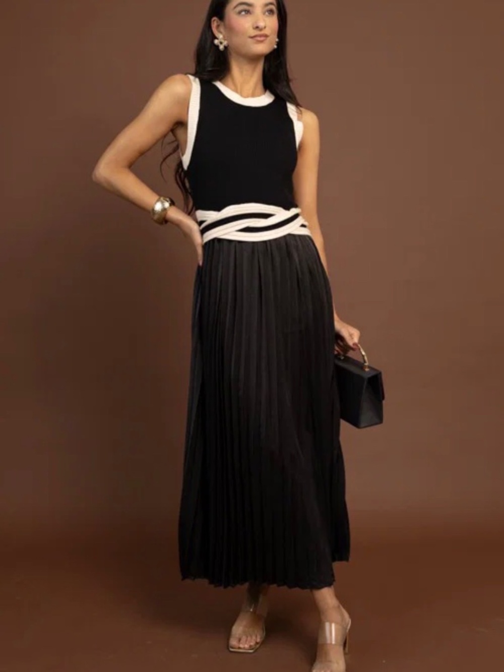 THML Sleeveless Mixed Media Dress